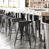 Flash Furniture 24" Black Metal Stool-Black Poly Seat CH-31320-24-BK-PL2B-GG